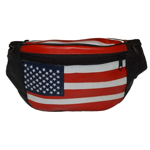 Fanny Pack American Flag Genuine Leather by Leatherboss