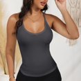 thumbnail image 6 of Women's Deep V-Neck Tank Top with Slim Fit and Adjustable Strap Detail - Large, Dark Gray, 6 of 7