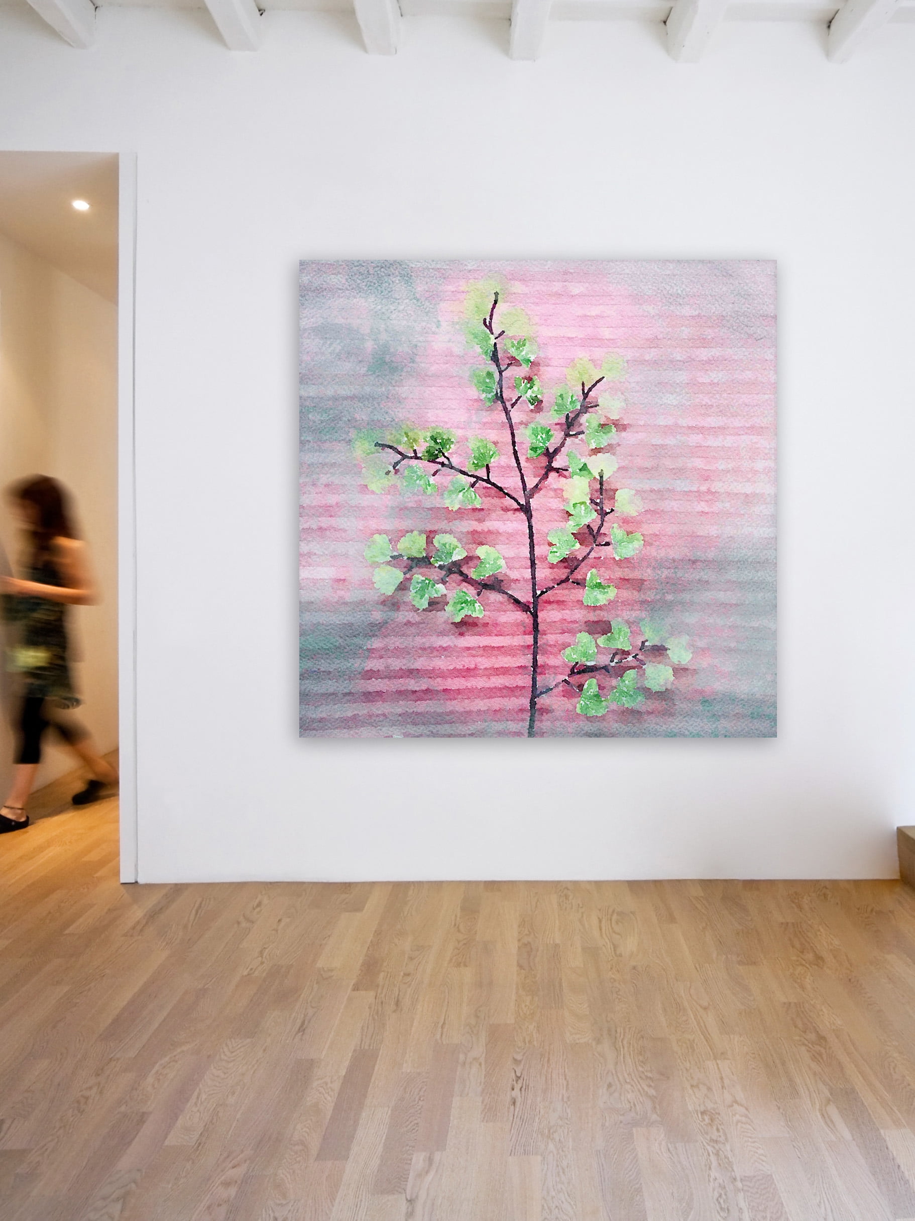 "Pink and Green" Painting Print on Wrapped Canvas