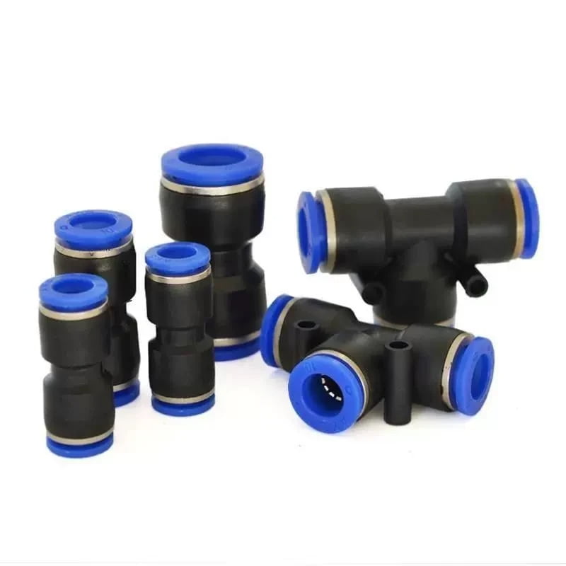 Pneumatic Fittings, Air Hose Quick Connectors, Push-In Fitting Kits for 5/32“, 1/4”, 5/16“, and 3/8” OD Tubing
