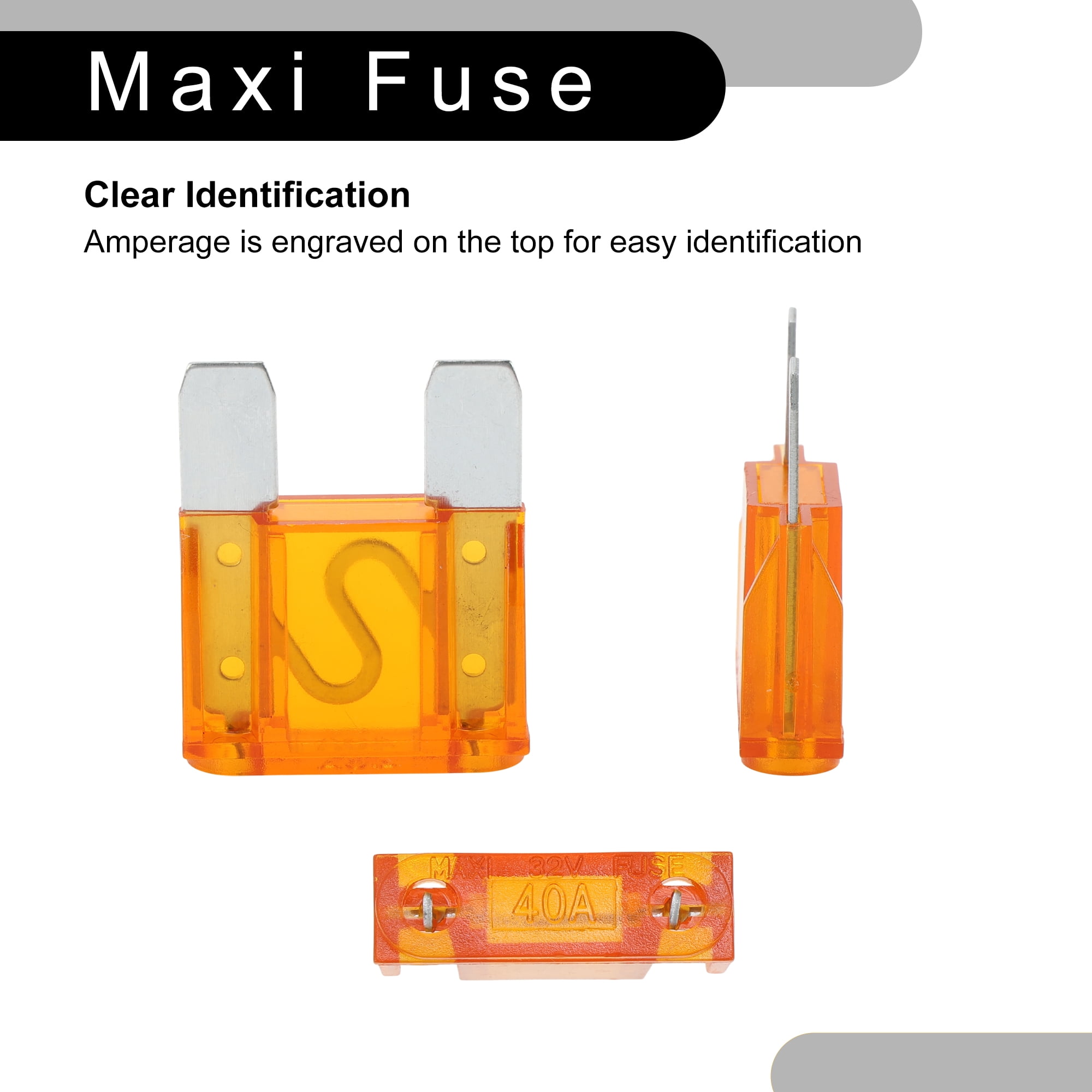 Unique Bargains Maxi Fuse 40A Blade Fuse, Blade Style Fuses Replacement for Automotive Car Boat Truck SUV RV Motorcycle Orange 25 Pcs