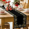 thumbnail image 5 of Burlap Table Runner 70 Inches Long,Winter Snowflake on Black Background Non-Slip Kitchen Table Runners for Dining Room Everyday Use Party Table Decorations Gold White Pattern, 5 of 9