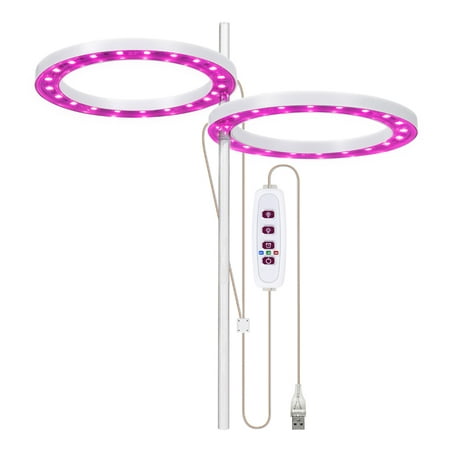 

maytalsoy Greenhouse USB IP20 Waterproof LED Grow Circle Light Indoor Balcony Flower Plant Growing Lamp Seedling Lighting Accessories 2 Heads Pink Light