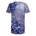 thumbnail image 5 of CFLVAEK Summer Shirts for Women Plus Size Loose Short Sleeve Pleated Blouse Tops Comfy Button Up Tunic Blouses Elegant Flower Graphic Shirt Purple XXL, 5 of 6