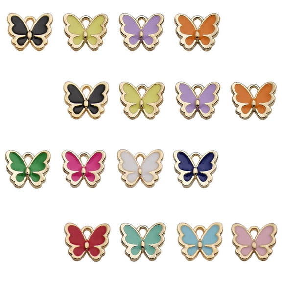 Luxshiny 100pcs Butterfly Pendant for Keychain Alloy Assorted Color