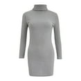 thumbnail image 4 of WTXUE Dresses, Bodycon Dress Long Sleeve Vestidos Casuales Para Mujer High Neck, Womens Casual Jumper Turtleneck Sweaters Dress Solid Mid-Length Women, Gray Size XL(US:10), 4 of 5