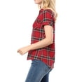 thumbnail image 5 of Unique Bargains Women's Casual Boyfriend Plaid Button Down Flannel Shirt 2XL Red, 5 of 8