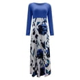 thumbnail image 4 of FcBaudy Longues Robe à Manches à Col Rond Femme Été Robe Décontractée à Manches Longues à Imprimé Floral Patchwork Robe Maxi Robe Femme, 4 of 7