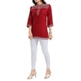 thumbnail image 2 of IshDeena Indian Kurtis for Women Indian Style Printed Embroidered Tunics Womens Tops Kurta (Extra Large, Red - 0622S1ID2), 2 of 6