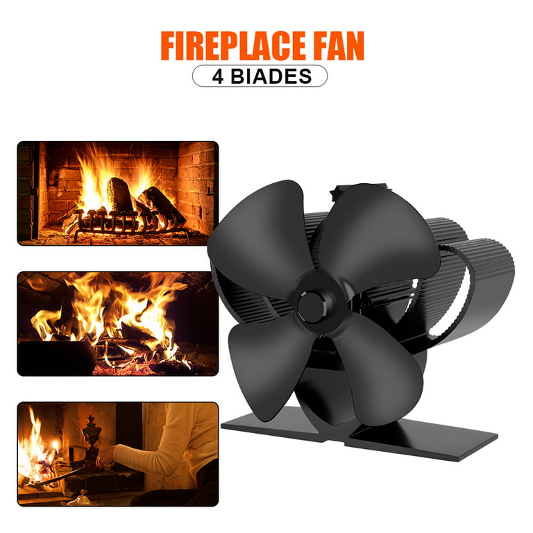 4-Blade Heat Powered Stove Fan- for Wood, Log and Pellet Burners to Circulate Warm Air - Silent Operation