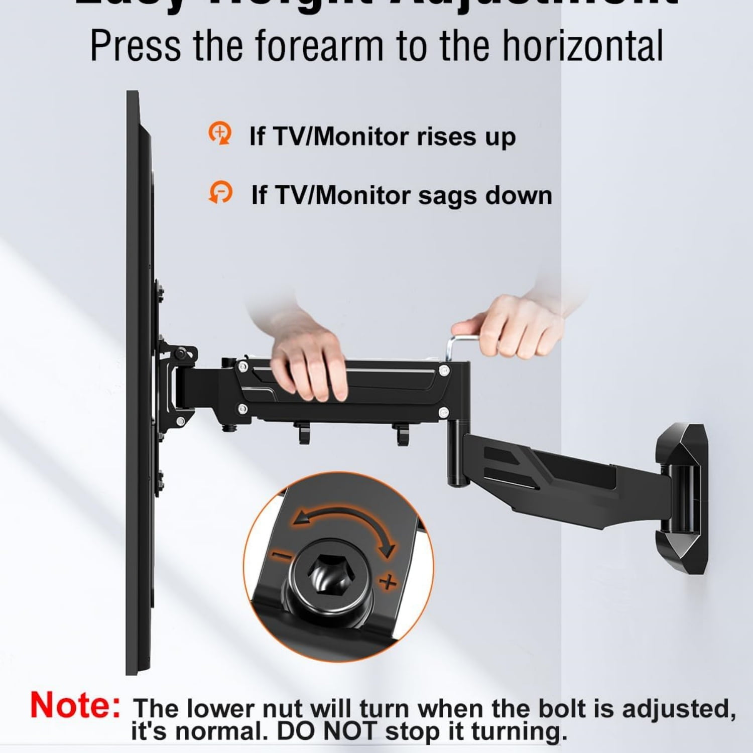 Height Adjustable TV Wall Mount for Most 23-55 Inch tvs, Spring Arm Full Motion Swivel Tilt Articulating TV Mount Bracket, Support 11-66 lbs