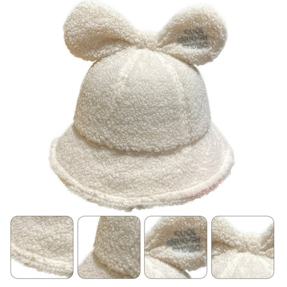 HOOWIFFY 1pc Vintage Rabbit Ear Fisherman Hat For Women Bucket Hat Comfortable Durable Design For Autumn Warmth Beige