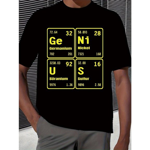 Men's Graphic Tee T-Shirt Print Tees Vintage Periodic Table Elements Design Dark Blue Unique Party Size S-5XL