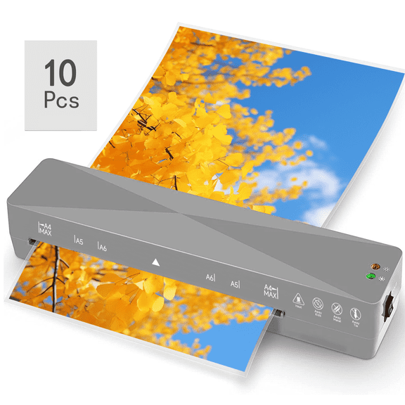 Crenova 9" Laminator Machine with 10 Laminating Pouces, Thermal Laminator for Home, School, Photos, Documents, Gray