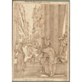 thumbnail image 2 of Andrea Boscoli 14x18 Black Ornate Wood Framed Double Matted Museum Art Print Titled - Sophronia Enters the Palace of Aladin (1604-06), 2 of 5