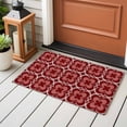 thumbnail image 4 of 2x3 Ft Entryway Area Rug, Red Boho Kitchen Rug Runner Washable Floor Mat, Vintage Country Ethnic Abstract Flowers Art Non Slip Indoor Door Mat Throw Carpet for Bathroom Living Room Bedroom, 4 of 8