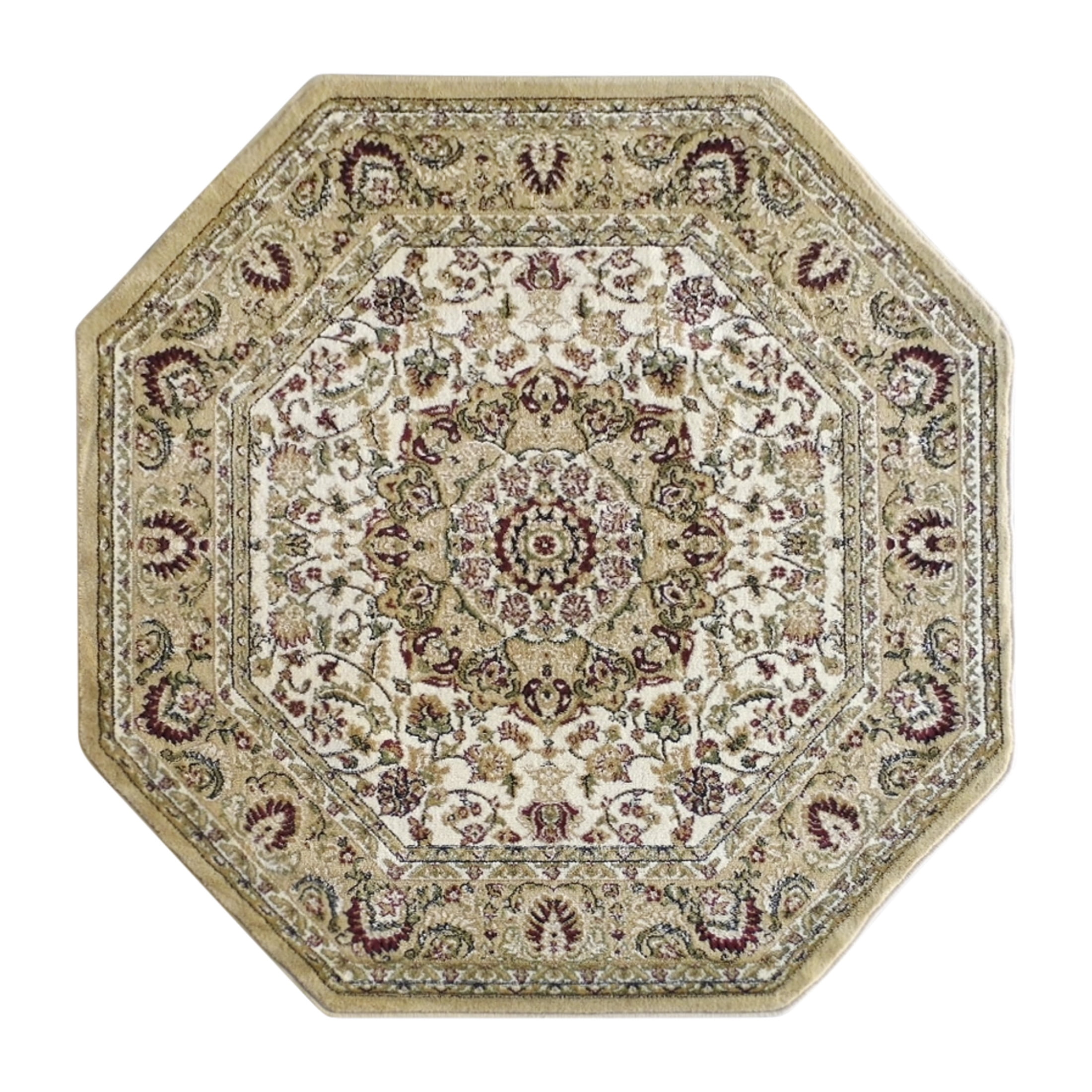 Flash Furniture Mersin Collection Octagonal Traditional Black, Burgundy, Green, Beige, Ivory Area Rug, 7' x 7'