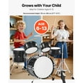 thumbnail image 5 of KFFKFF 5-Piece Kids Drum Set, 14-Inch Junior Drum Kit with Adjustable Seat, Cymbal, and Two Pairs of Drumsticks, Musical Instrument for Beginners, Suitable for Children Ages 6-13 (Black), 5 of 9