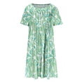 thumbnail image 5 of CHUANK Robe d'Été pour Femmes, Vacances à la Plage, Bohème, Plissée, Longueur Genou, Évasée, Midi, Robes d'Été pour Femmes, Décontractée, Col Ras du Cou, Manches Courtes, Imprimé Floral, Grande Taille, Robe de Fête Soleil, Noir, M, 5 of 5