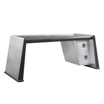 Brancaster Desk in Distress Chocolate Top Grain Leather and Aluminum