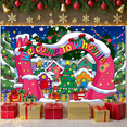 thumbnail image 5 of Colorful Village Welcome Whoville Banner Christmas Tree Holiday Backdrop Gift Boxes Snowy Scene Festive Background for Christmas Party Holiday Decoration Photo Shoot, 5 of 9