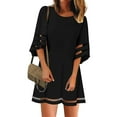 thumbnail image 4 of Summer Dresses for Women, Casual Summer Dresses for Women,Women's A-line Mesh Tunic Dress Casual Loose Fit Crewneck Patchwork 3/4 Sleeve Flowy Comfortable Summer Outfit, 4 of 4