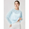 thumbnail image 2 of Womens Sheer Long Sleeve Mesh Top Crewneck Long Sleeve Loose See Through Workout Shirt Blouse  Blue L, 2 of 6