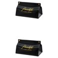thumbnail image 2 of Ounissouiy Caja de escritorio Caja de almacenamiento de papel para coche Servilleta de cuero de imitación Contenedor Decoración Oficina Caja de negro plano 2Conjunto, 2 of 6