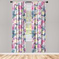 thumbnail image 3 of Ambesonne Spring Curtains, Plumeria Butterfly Flower, Pair of 28"x63", Hot Pink and Pale Yellow, 3 of 5