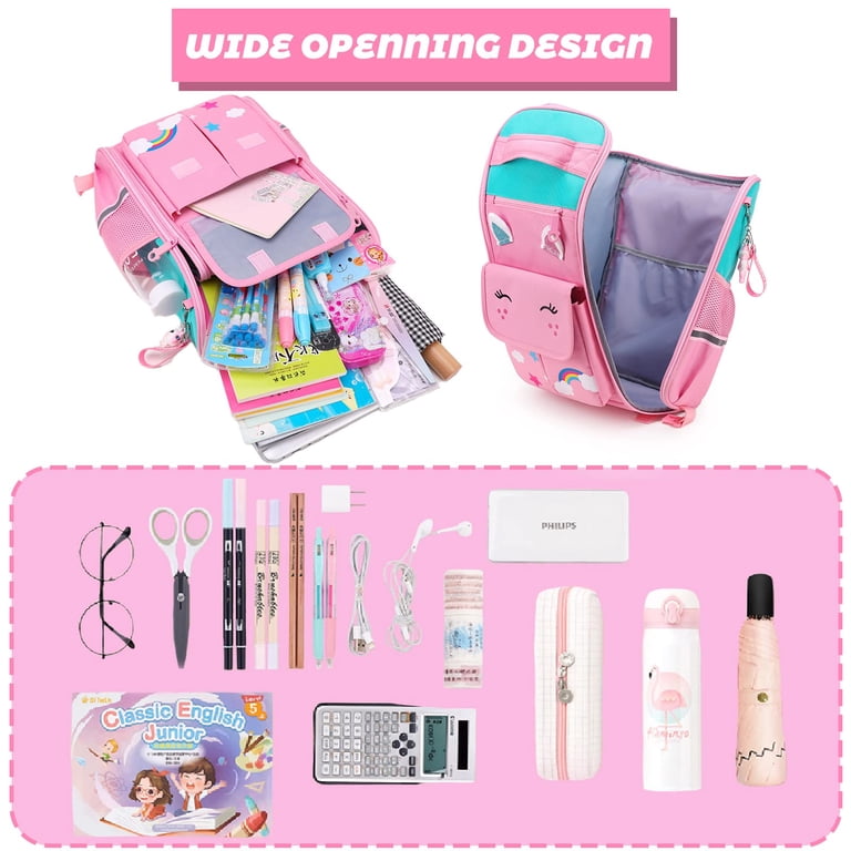 LVYH Rolling Backpack, Waterproof Kids Travel Bag, Pink photo 3