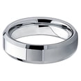 thumbnail image 2 of Tungsten Wedding Band 6mm Tungsten Ring Tungsten Carbide Engagement Ring Polished Silver Beveled Edge Comfort Fit Men & Women, 2 of 3