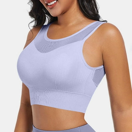 Juslio Minimizer Bras for Women Athletic Padded Breathable Solid Vest Breasted Bra