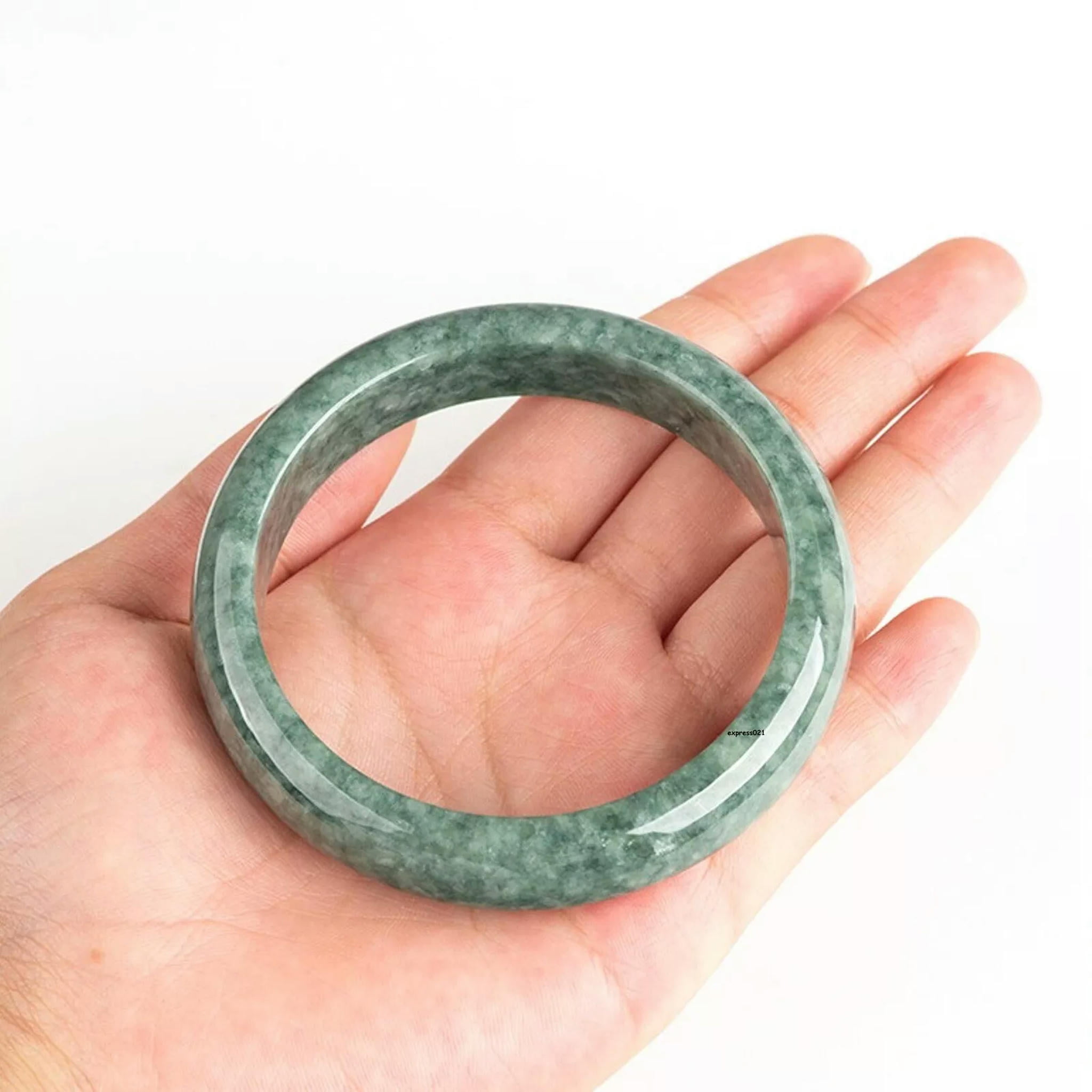 HOOUN Natural Grade A Jade Jadeite Bangle Men Women Gift Lucky Green Smooth Bracelet