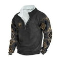 thumbnail image 2 of Wancir Men's Casual Sweatshirt Retro Ethnic Style Printed Stand Collar Zipper Long Sleeve Loose Top Fashion Comfort Pullover, 2 of 3