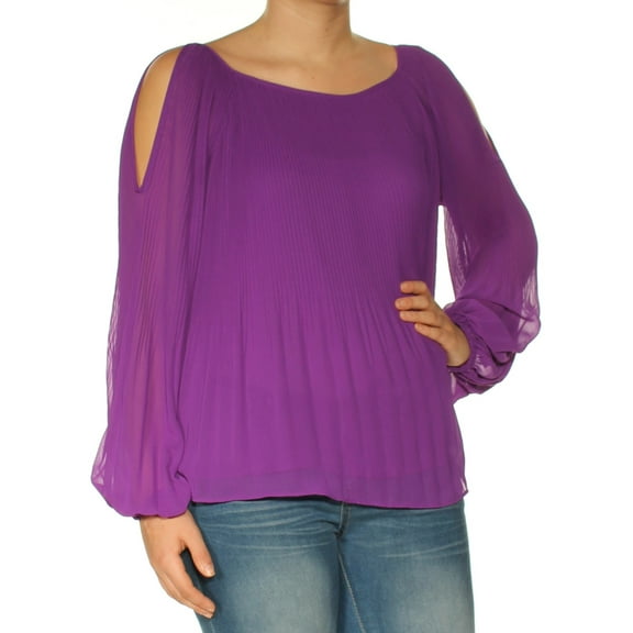 INC $69 Womens New 0333 Purple Cold Shoulder Textured Long Sleeve Top S B B