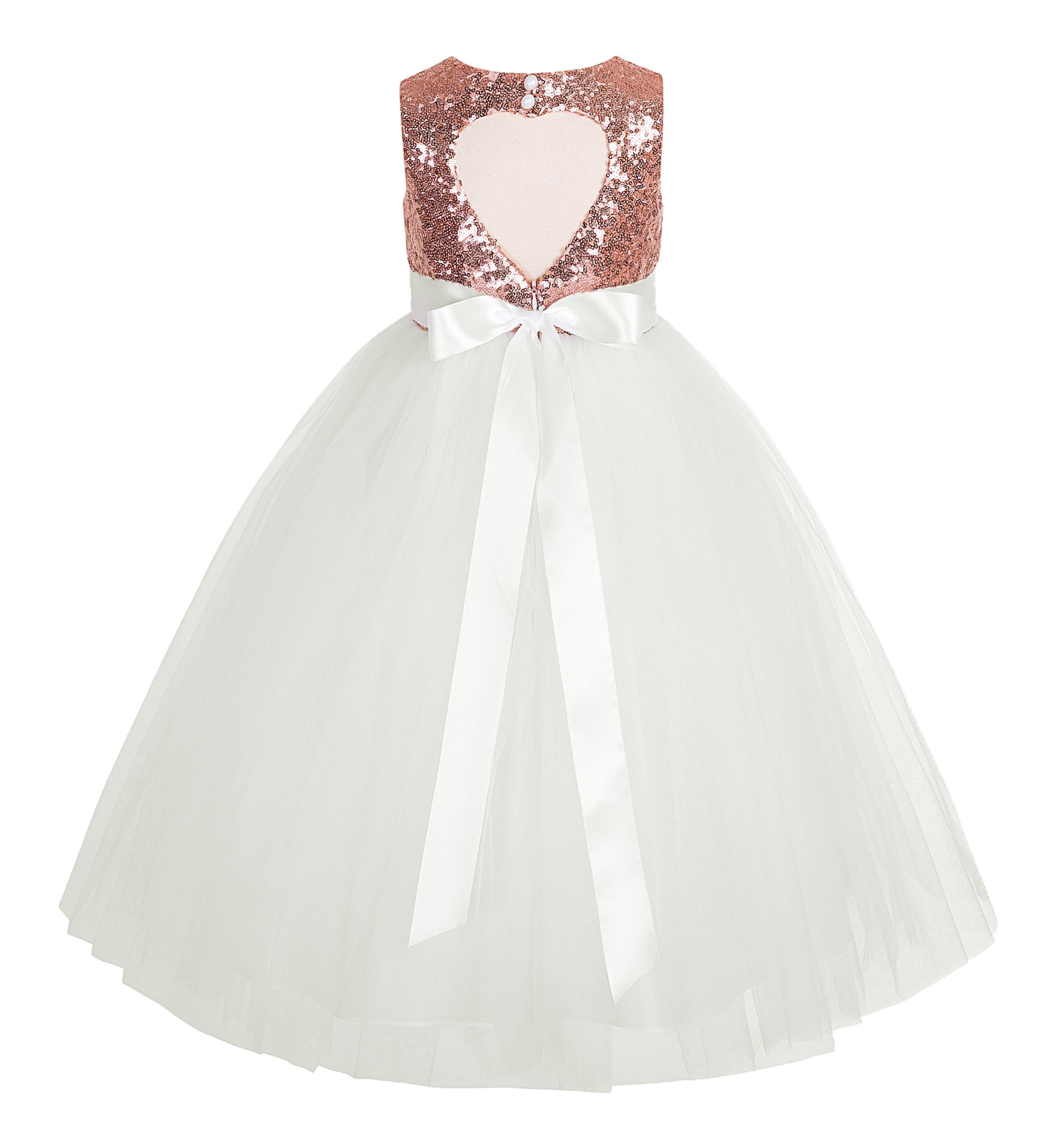 Heart Cutout Sequin Formal Flower Girl Dress Ceremonial Gown 172seq -  