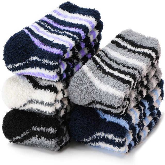 Calcetines Fuzzy EBMORE, mullidos y cálidos para invierno, antideslizantes, para hombre y mujer