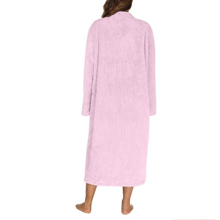 Womens Housecoat Zip Robe, Fleece Zip up Front Robe Bathrobe, Plush Warm  Zipper House Coat Loungewear with Pockets S-175 Purple L - Walmart.com