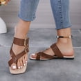thumbnail image 6 of AXXD Women Brown Sandals Clearance Flat Bottomed Summer Outerwear Toe Strap Buckle Shoes Flat Heeled Beach Sandals, 6 of 6