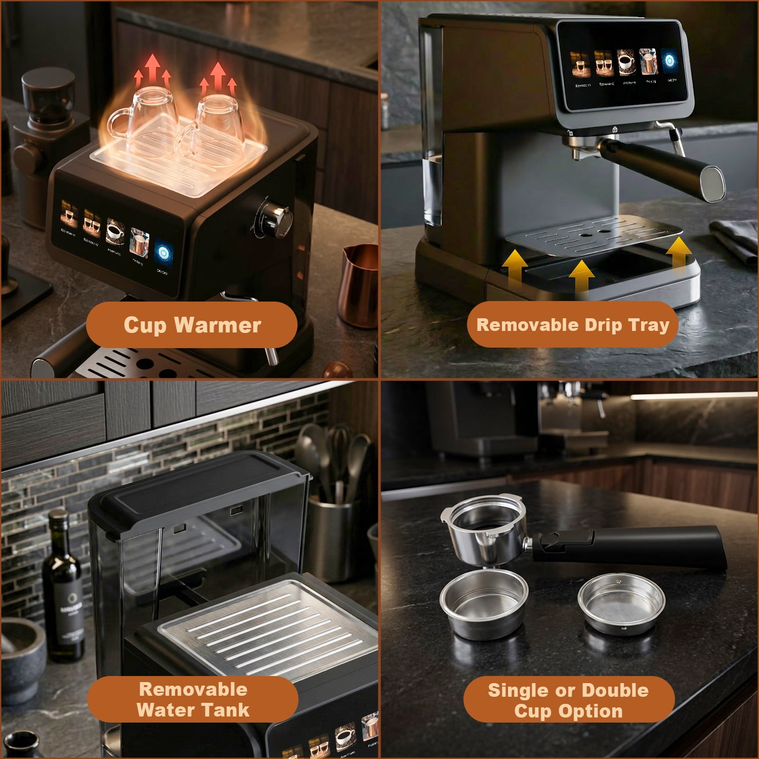 Bluebow Espresso Machine, 20 Bar Coffee Machine with Milk Frother Steam Wand, Coffee Maker for Home- Americano Cappuccino Latte