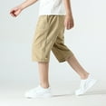 thumbnail image 5 of LYMAYTER Kids Boys Cotton Shorts Teenagers with Pocket Five Points Pants for 8-15 Years Summer Casual Sweat Shorts, 5 of 9