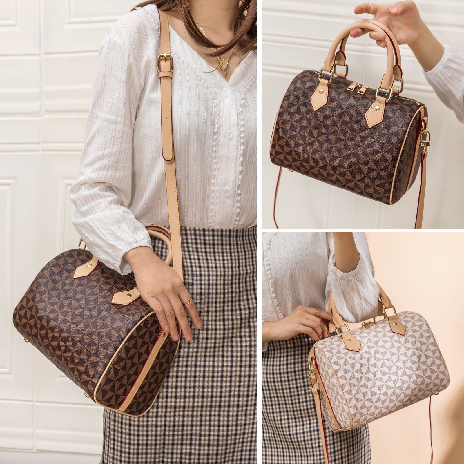 GOWELL Fashion Large Capacity Boston Pillow Bag for Women's Versatile Single Shoulder Diagonal Cross Bag Hobo Handbag Tote Bag Top-Handle Satchel Purse with Adjustable Shoulder Strap