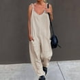 thumbnail image 4 of Women Summer Jumpsuit Loose Wide Leg V Neck Backless Wear with Pockets Sleeveless One Piece Lady Clothing, 4 of 5