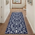 thumbnail image 3 of Yamaziot 20"x59" Runner Rug for Hallway, Indoor Door Mat Low Profile Farmhouse Kitchen Runner Laundry Room Rug, Washable Non Slip Entrance Floor Mat, Blue Carpet, 3 of 7