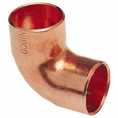 Acoplamiento de cobre para tubos B&K LLC, 90° y 1/2 pulgadas, paquete de 10