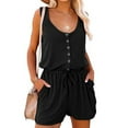 thumbnail image 1 of Scoop Neck Romper,Summer Sleeveless Romper Women Sleeveless Romper Button Down Romper Performance Driven, 1 of 5