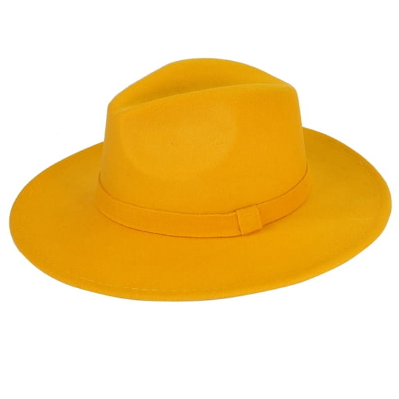 Yellow Fedora Panama Upturn Wide Brim Cotton Blend Felt Hat