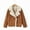 Caramel Color, variant on Women Oversized -Lined Leather Faux Suede Fleece Coat Winter Biker Aviators Jacket Overcoat Khaki M