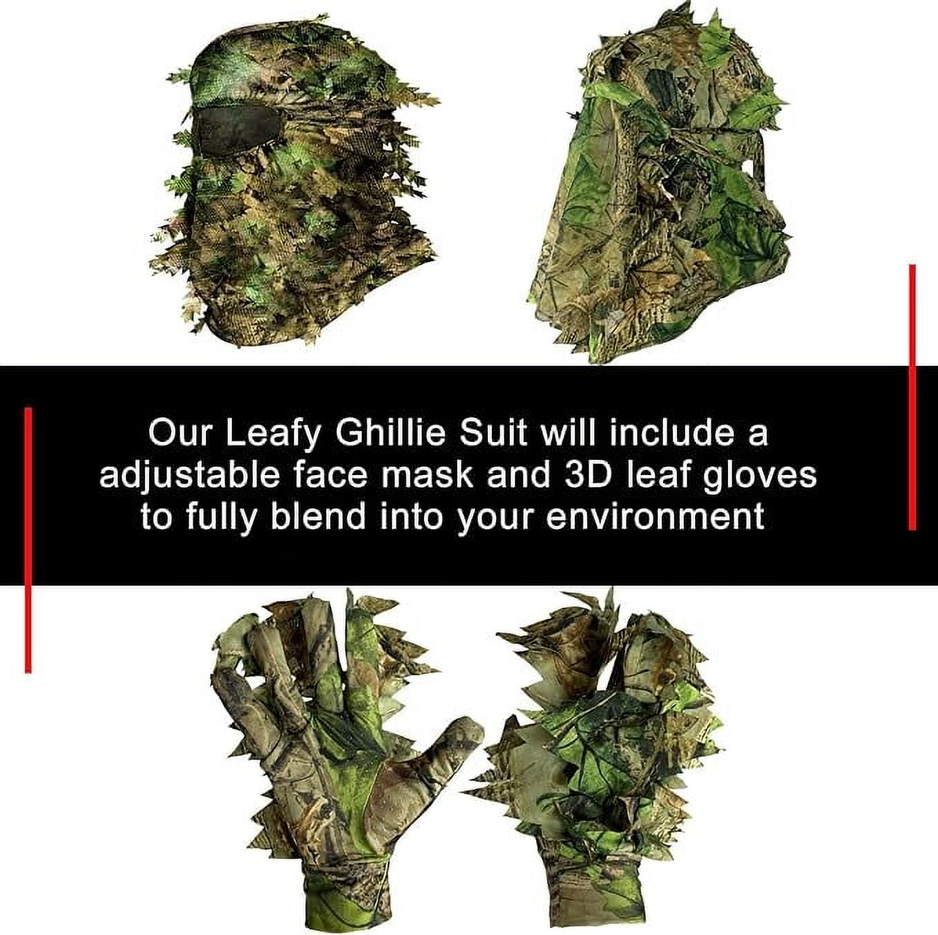 AYIN Tactical 3D Leaf Camouflage with Gloves and Face Mask Size L-XL, Hunting Jacket & Pants Men's