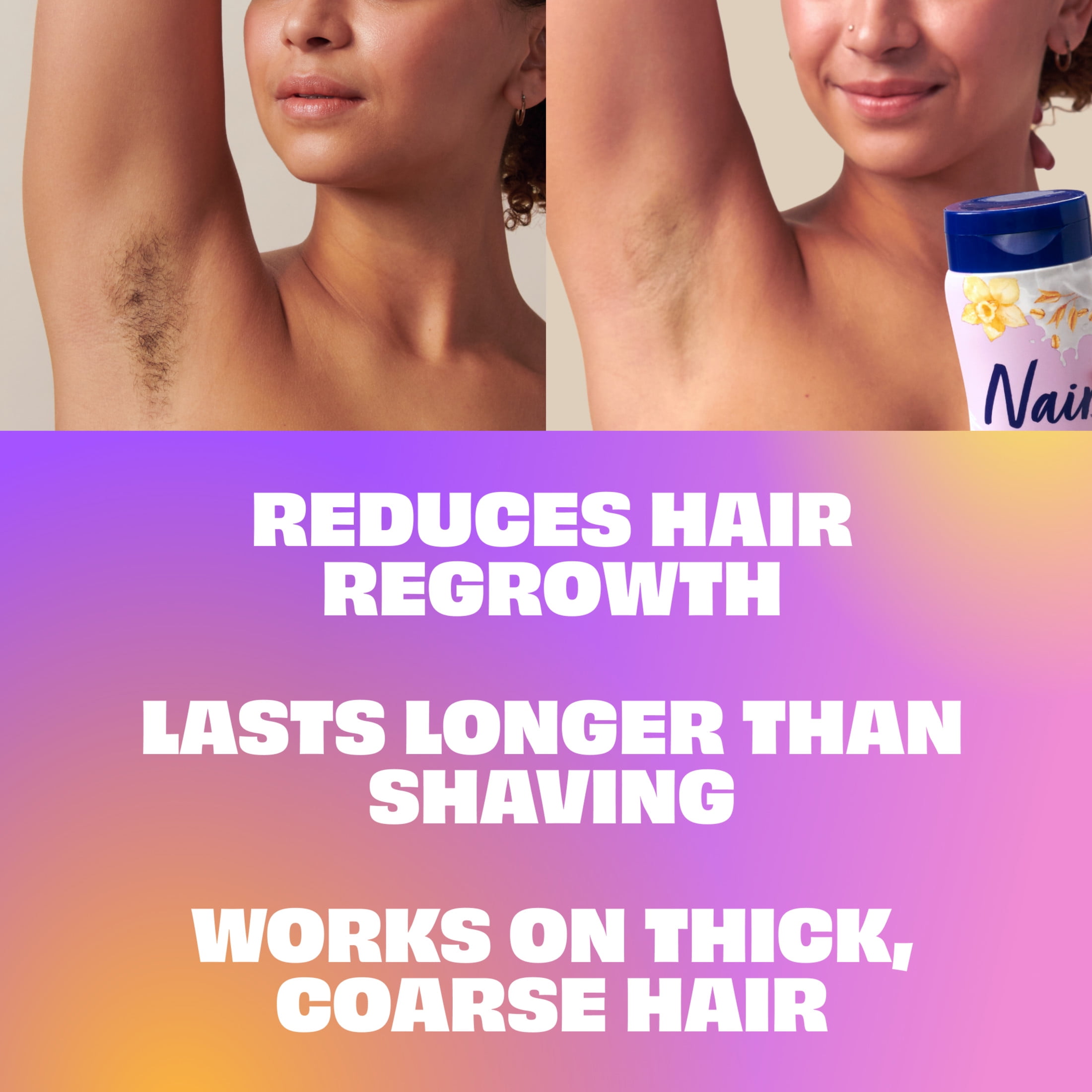Nair Body Cream Hair Remover, Oat Milk & Vanilla, Body Hair Removal Cream for Women, 7.9 oz